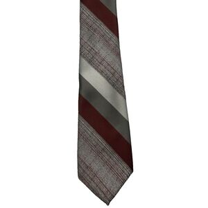 Designer Collection Men's Necktie Striped Burgundy Gray Silver‎ Formal 3 Inch